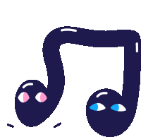 a cartoon drawing of a musical note with eyes