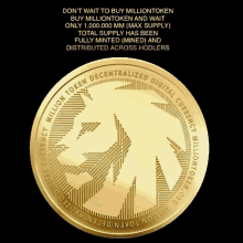 a gold coin that says " million token " on it