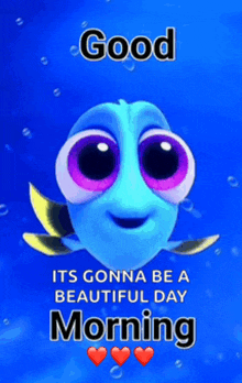 a picture of dory from the movie finding dory says good its gonna be a beautiful day morning