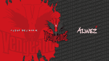 a red background with vengeance written in black