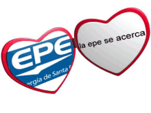 two heart shaped buttons with the words epe la epe se acerca