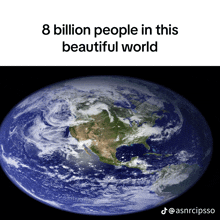 a picture of the earth with the words 8 billion people in this beautiful world