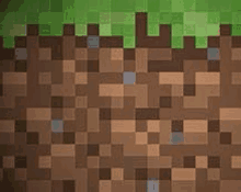 a close up of a minecraft block with a green grass border .