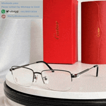 a pair of cartier glasses sitting on a table