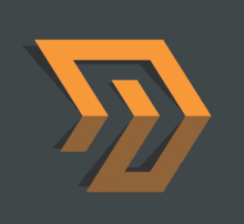 an orange arrow on a dark grey background with a shadow