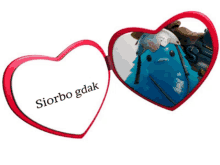 a pair of heart shaped mirrors with the words siorbo gdak written on them