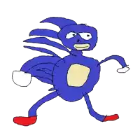 a drawing of sonic the hedgehog with red shoes