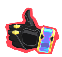 an illustration of a hand giving a thumbs up and holding a device