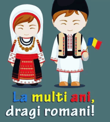 a boy and a girl are standing next to each other with the words la multi ani dragi romani