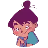 a cartoon illustration of a girl with a bun on her head