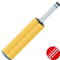 an illustration of a cricket bat and a ball