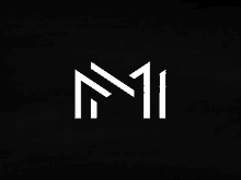 a black background with a white letter m