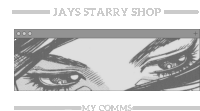 a drawing of a woman 's eyes with the words jays starry shop my comms