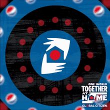 a poster that says one world together at home on it