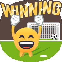 an illustration of a smiley face with the word winning behind him