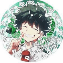 deku from my hero academia is smiling and giving a thumbs up .