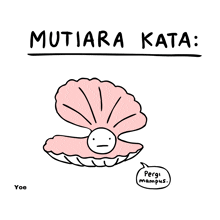 a cartoon of a pearl with the words mutiara kata written below it