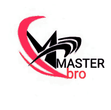 a master bro logo with a red swirl around it