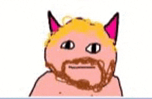 a cartoon of a man with a beard and pink ears .