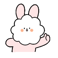 a cartoon drawing of a bunny with a cloudy head