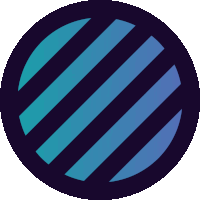 a black circle with blue stripes in the center