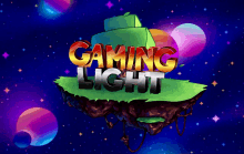 a floating island with the words gaming light in the middle