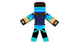 the back of a minecraft character wearing a blue and black outfit