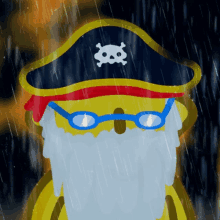 a cartoon character with a beard wearing a pirate hat