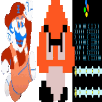 a cartoon of mario next to a cartoon of a ghost and a video game screen