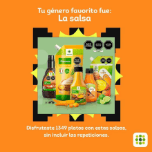 an advertisement for salsa in spanish shows a variety of products