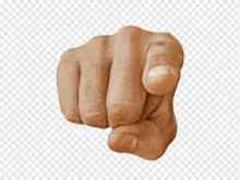 a close up of a fist pointing at the camera .