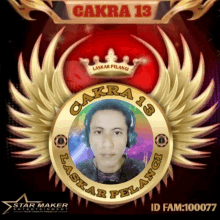 a picture of a man with headphones and the name cakra 13 on it