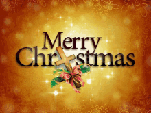 a merry christmas greeting card with a cross