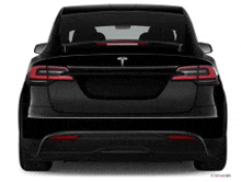 the back of a black tesla model x is shown