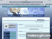 a screenshot of the pokeheroes website shows bulbasaur