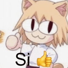 a cartoon cat with glasses is giving a thumbs up sign .