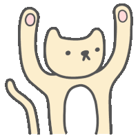 a cartoon drawing of a cat with its arms in the air