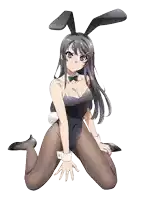 a girl in a bunny suit is kneeling down on the floor