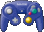 a blue nintendo gamecube controller with a lot of buttons .