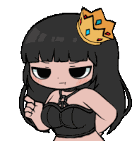 a cartoon girl with a crown on her head looks angry