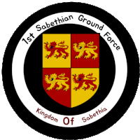 a black and white logo for the 1st sabethian ground force kingdom of sabethia