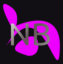 a nb logo with a black background and a purple swirl