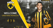 cristiano ronaldo is being welcomed by the aek fc