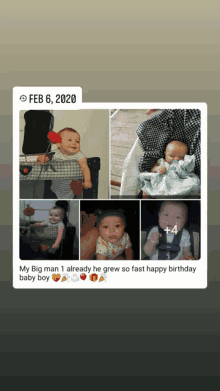 a collage of photos of a baby with the date feb 6 2020