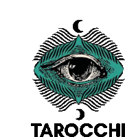 a logo for taocchi with an all seeing eye and crescent moons