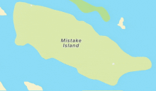 a map showing the location of mistake island in the ocean