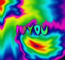 a colorful background with the words " i love you " written on it