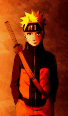 a drawing of a boy with a sword and a headband that says itachi