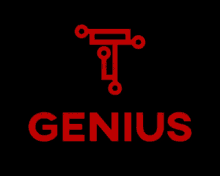 a black background with the word genius in red letters