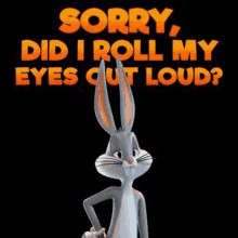 bugs bunny is standing in front of a black background .